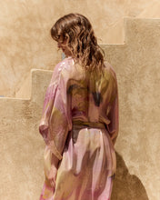 Carica l'immagine nel visualizzatore di Gallery, KIMONO PINA IN SETA LUREX CON STAMPA ACQUERELLO