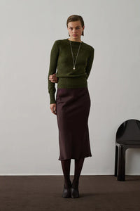GONNA FEVER MIDI IN TWILL FLUIDO PRUNE