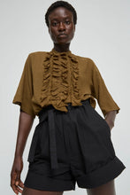 Carica l'immagine nel visualizzatore di Gallery, BLUSA MAGRITASHORT IN COTONE CON ROUCHE
