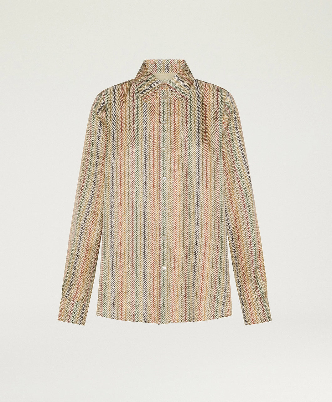 CAMICIA ARLES IN TWILL DI SETA STAMPATO BEIGE