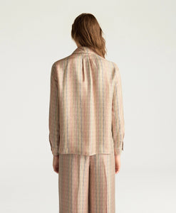 CAMICIA ARLES IN TWILL DI SETA STAMPATO BEIGE