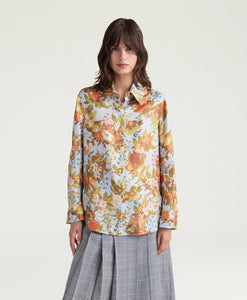 CAMICIA ARLES IN TWILL DI SETA STAMPATO POLVERE