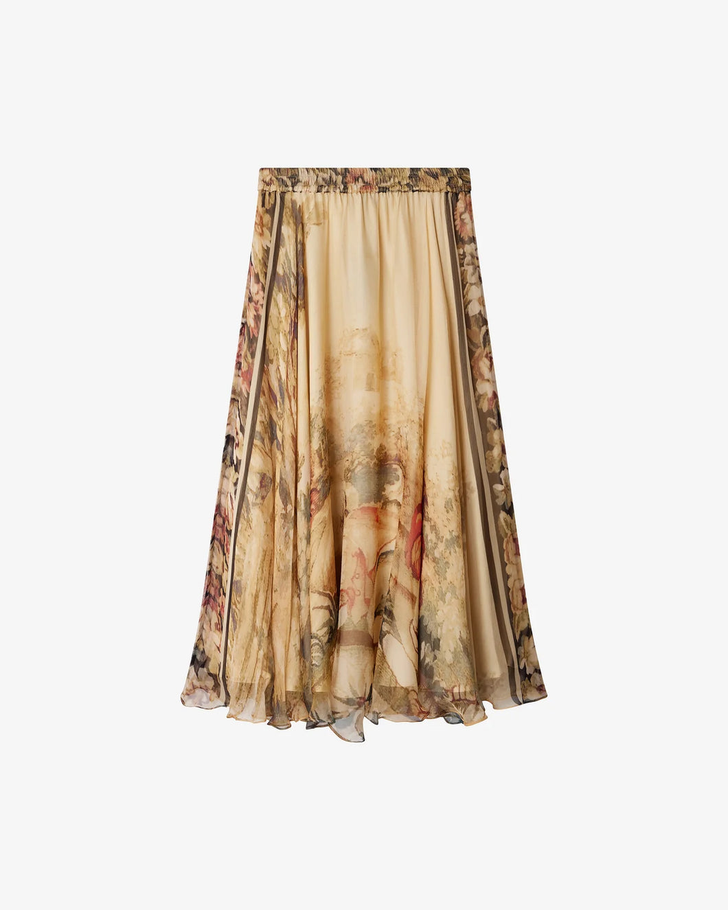 GONNA AVERLY CON STAMPA BAROCCA IN CHIFFON DI VISCOSA