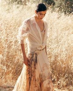 GONNA AVERLY CON STAMPA BAROCCA IN CHIFFON DI VISCOSA