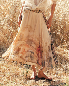 GONNA AVERLY CON STAMPA BAROCCA IN CHIFFON DI VISCOSA