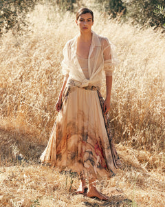 GONNA AVERLY CON STAMPA BAROCCA IN CHIFFON DI VISCOSA