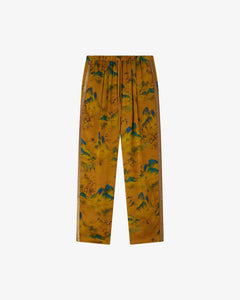 PANTALONI MUJI IN VISCOSA JAQUARD STAMPATA E BANDA LUREX