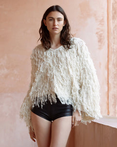 MAGLIA PONCHO SILOU IN LANA EFFETTO PELLICCIA