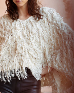 MAGLIA PONCHO SILOU IN LANA EFFETTO PELLICCIA