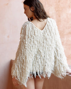 MAGLIA PONCHO SILOU IN LANA EFFETTO PELLICCIA