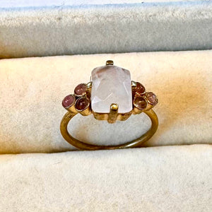 ANELLO CON QUARZO ROSA E TORMALINE