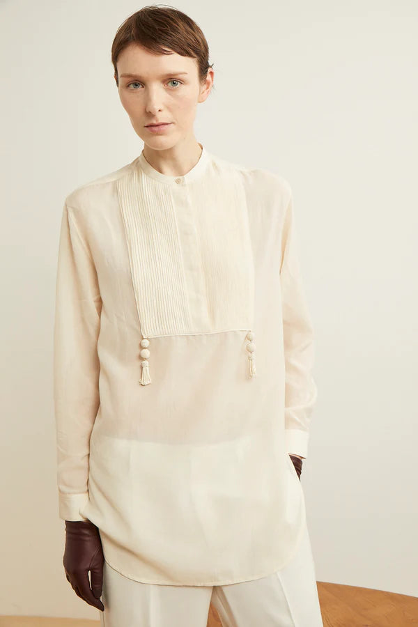 BLUSA LADUREE IN VOILE DI COTONE E DETTAGLIO