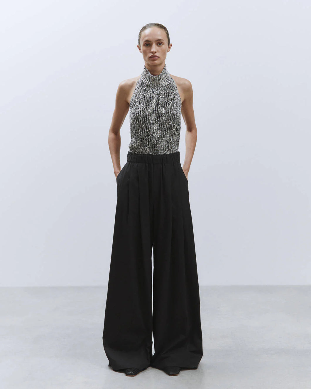 PANTALONE POPELINE WIDE LEG