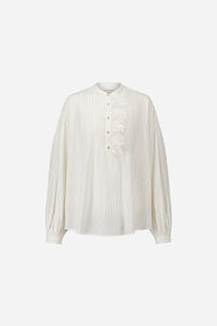 BLUSA FA IN COTONE KHADI FILO LUREX E BOTTONI GIOIELLO