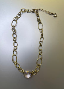CATENA CORTA IN OTTONE E PIETRE SEMIPREZIOSE