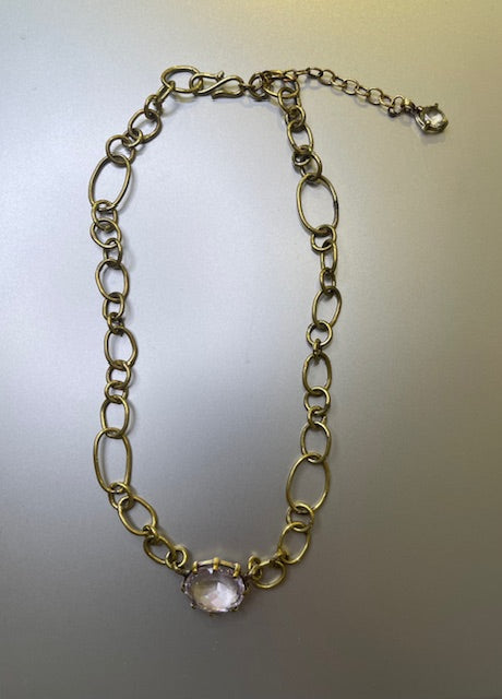 CATENA CORTA IN OTTONE E PIETRE SEMIPREZIOSE