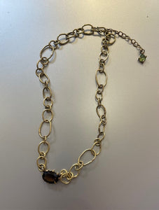 CATENA CORTA IN OTTONE E PIETRE SEMIPREZIOSE
