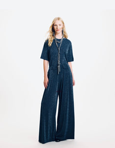PANTALONI ASPEN IN JERSEY LUREX BLU