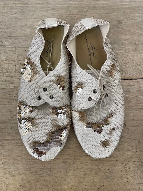 ANNIEL SOFT SCARPA PAILLETTES AVORIO/ORO