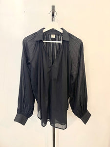 CAMICIA  BOHEMIEN IN VOILE DI COTONE CON COLLO E POLSINI IN SETA DUE VARIANTI COLORE