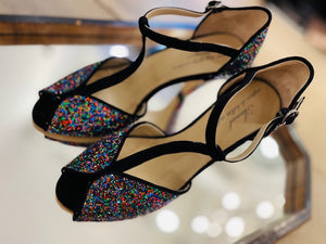 ANNIEL BUTTERFLY NEW GLITTER CIRCUS E SUEDE NERO