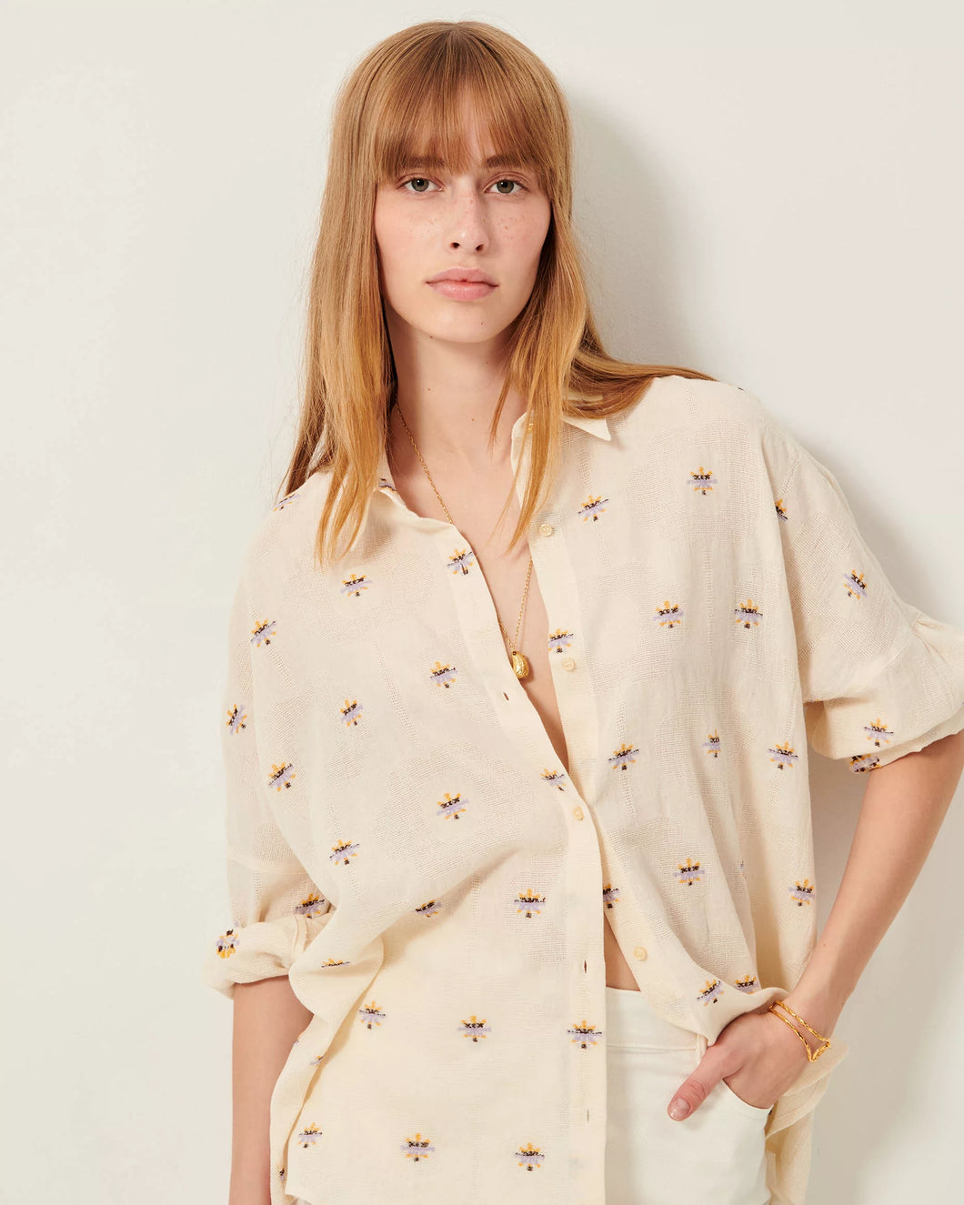 CAMICIA BOTENZO IN COTONE GARZATO CON MOTIVO FLOREALE