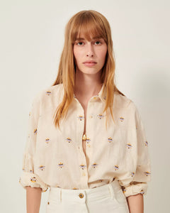 CAMICIA BOTENZO IN COTONE GARZATO CON MOTIVO FLOREALE