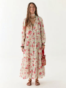 ABITO AGUSTINA IN VOILE DI COTONE STAMPA CANDY ROSES