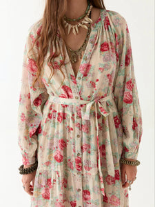 ABITO AGUSTINA IN VOILE DI COTONE STAMPA CANDY ROSES
