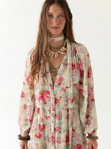 ABITO AGUSTINA IN VOILE DI COTONE STAMPA CANDY ROSES