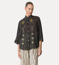 Carica l&#39;immagine nel visualizzatore di Gallery, CAMICIA IN VOILE CON RICAMO &quot;ONIRIC BLOSSOM&quot;
