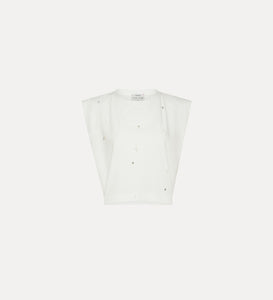 TOP SPALLA LARGA CON STRASS
