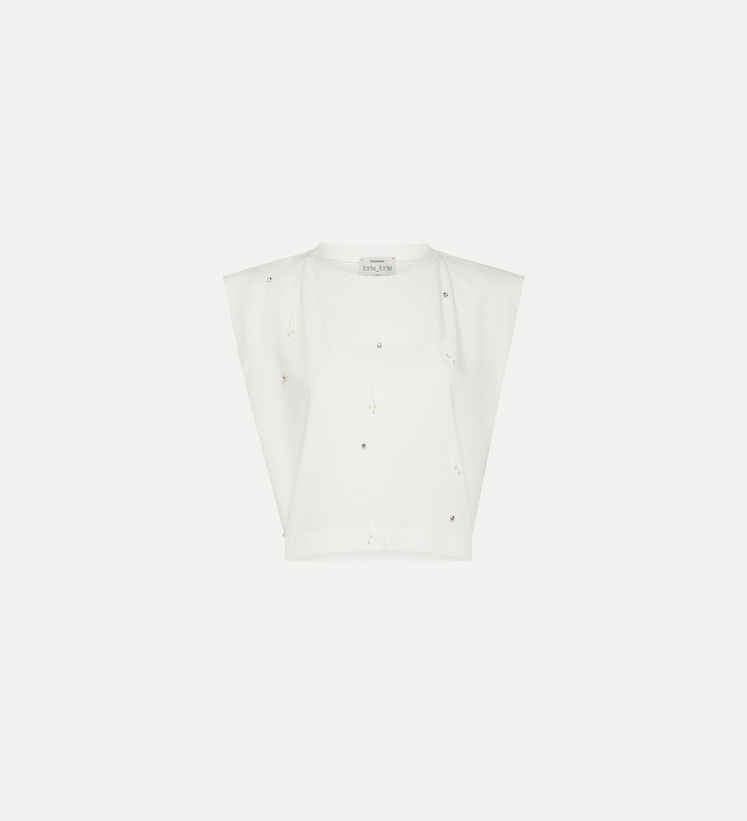 TOP SPALLA LARGA CON STRASS