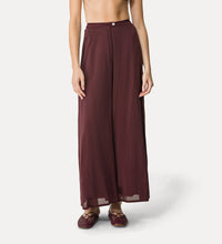 Carica l&#39;immagine nel visualizzatore di Gallery, PANTALONI FLARED IN VOILE COTONE E SETA
