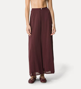 PANTALONI FLARED IN VOILE COTONE E SETA