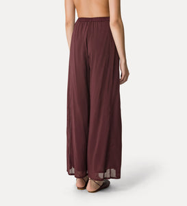 PANTALONI FLARED IN VOILE COTONE E SETA