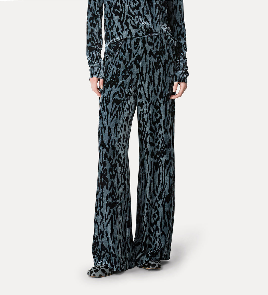 PANTALONE IN VELLUTO CON STAMPA MOIRE'