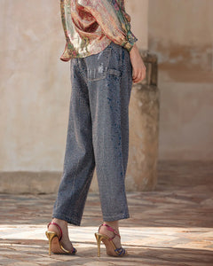 PANTALONI JANIS IN DENIM E STRASS