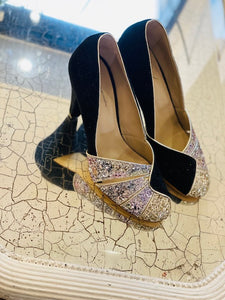 ANNIEL CROSSY PUMP IN SUEDE E GLITTER NEW COLOR!